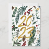 2023 Nieuwjaar Gold Confetti Pine Bough Photo Feestdagenkaart (Voorkant)