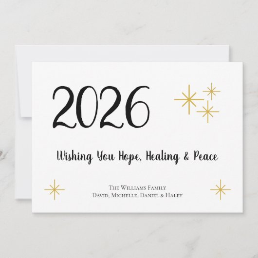 2023 Nieuwjaar Gold Snowflakes feestelijke typogra Feestdagenkaart (Voorkant)