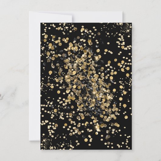 2023 Nieuwjaar | Gouden en Zwarte Ballon Confetti Kaart (Achterkant)