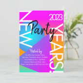 2023 Nieuwjaarsfeest Gradiënt Neon Vormgeving  Kaart (Staand voorkant)