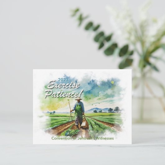 2023 Oefengeduld! Briefkaart van het JW-verdrag (Staand voorkant)