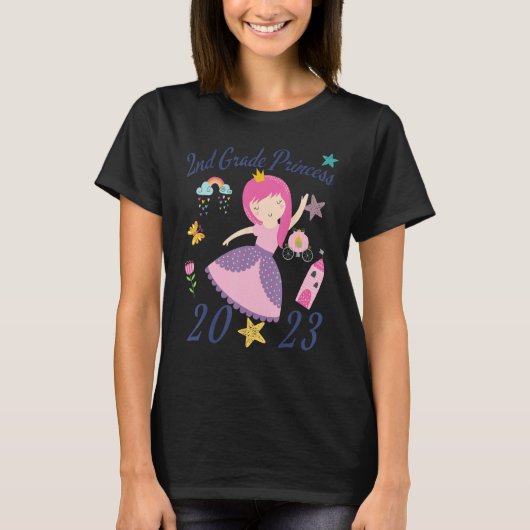 2023 Outfit Girls Princess Happy First Day Of 2nd  T-shirt (Voorkant)