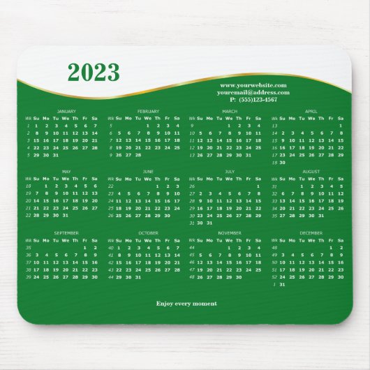 2023 over groene en witte Muismat (Voorkant)