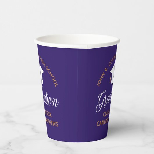 2023 Paarse Gold Afstuderen Custom School Party Papieren Bekers (Rechts)