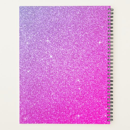 2023 Paarse Roze Glitter Glans Monogram Planner (Achterkant)