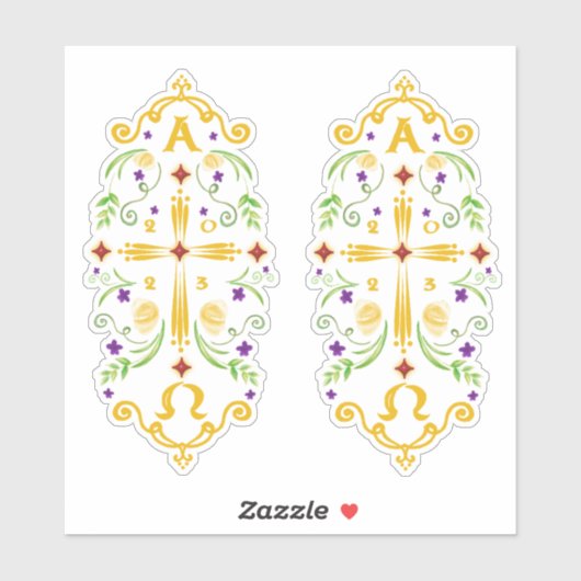 2023 Paschal Candle Purple Flowers Sticker (Vel)