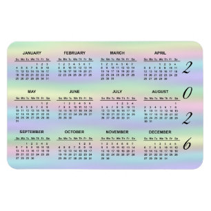 2023 Pastel Rainbow Holographic Calendar Magnet Magneet