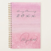 2023 Planner Pink Ombre Shimmer met monogram (Voorkant)