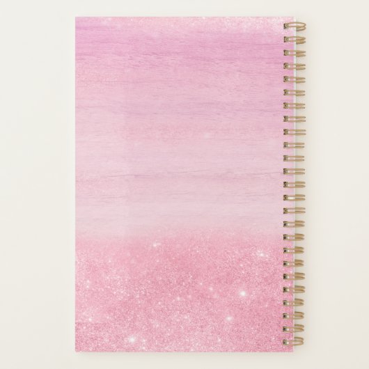 2023 Planner Pink Ombre Shimmer met monogram (Achterkant)