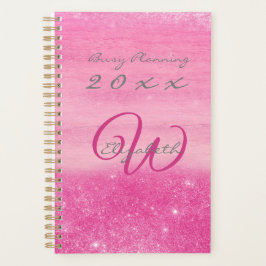 2023 Planner Pink Ombre Shimmer met monogram