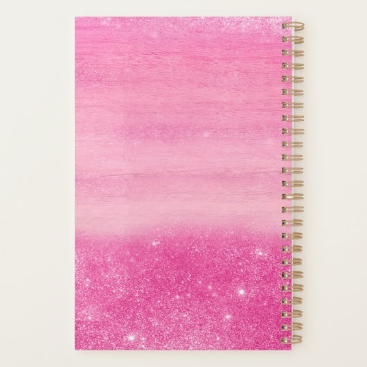 2023 Planner Pink Ombre Shimmer met monogram (Achterkant)