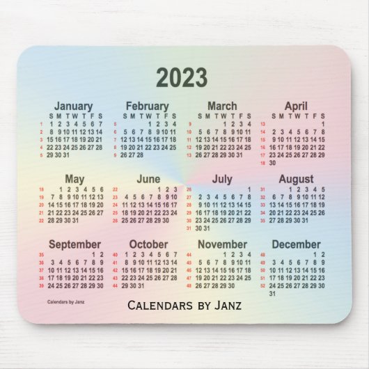 2023 Rainbow Cloud 52 weken agenda van Janz Muismat (Voorkant)