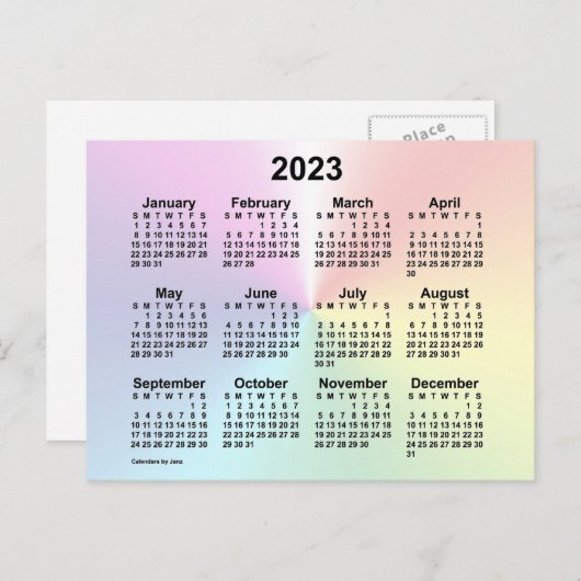 2023 Rainbow Cloud Mini Calendar van Janz Briefkaart (Voorkant / Achterkant)