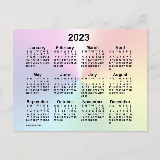 2023 Rainbow Cloud Mini Calendar van Janz Briefkaart (Voorkant)
