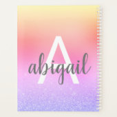 2023 Rainbow Pastel Glitter Stylish Monogram Name Planner (Achterkant)