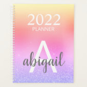 2023 Rainbow Pastel Glitter Stylish Monogram Name Planner (Voorkant)