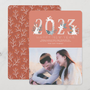 2023 Red Foliage Bunny Chinese nieuwjaarsfotokaart Kaart