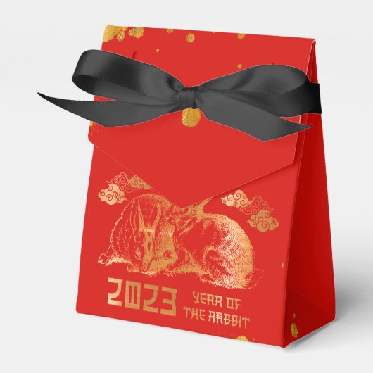 2023 Red Gold Rabbit Chinese nieuwjaarscadeau Bedankdoosjes (Voorkant Zijde)