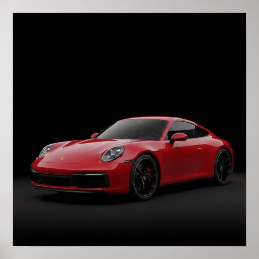 2023 Red Porsche 911 Poster (Voorkant)