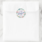 2023 Retro Flower Wreath Afstudeerder Party Napkin Ronde Sticker (Tas)