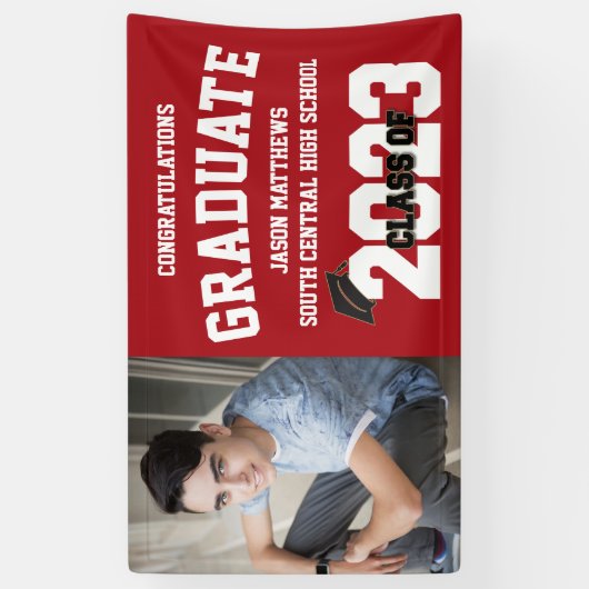 2023 Rood Afstuderen banner met Pet (Verticaal)