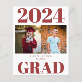 2023: Rood, modern, 2 Foto Afstudeerder aankondigi Flyer