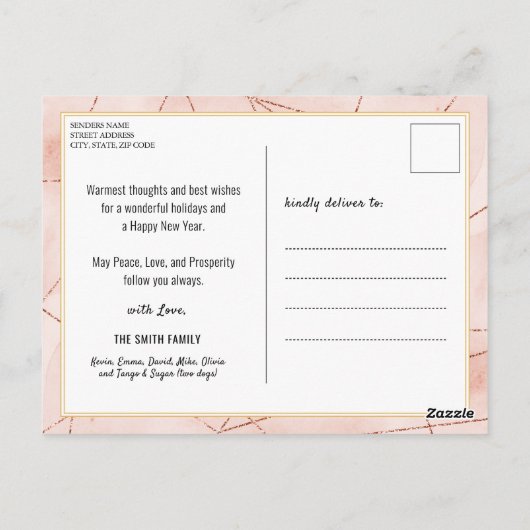 2023 Roos Gold Modern reeks 12 Fotokalender Briefkaart (Achterkant)