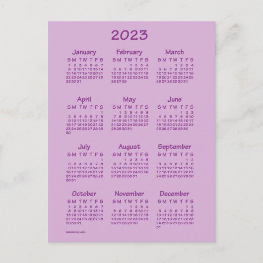 2023 Rose Pink Tekton Mini Kalender van Janz Briefkaart (Voorkant)