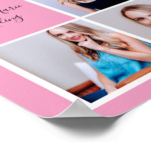 2023 Roze Afstuderen Foto Collage Graduation Party Poster (Hoek)