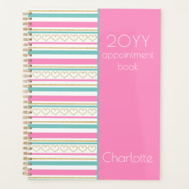 2023 Roze Benoeming Book Glitter Hearts Name Planner