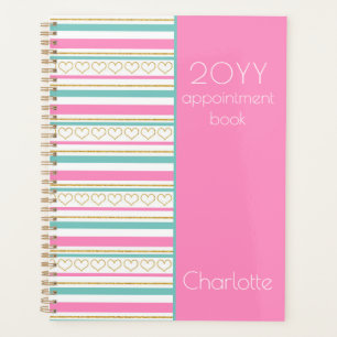 2023 Roze Benoeming Book Glitter Hearts Name Planner