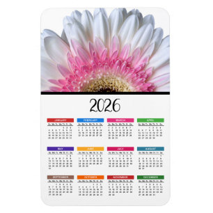 2023 Roze en White Gerbera Daisy Calendar Magneet