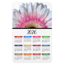 2023 Roze en Witte Gerbera Madelief Kalender Magneet