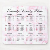 2023 Roze en witte marmer kalender Muismat (Voorkant)
