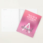 2023 Roze Glitter Stijlvolle Monogram Naam Planner (Display)