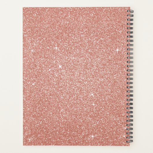 2023 Roze Goud Blush Roze Glitter Monogram Planner (Achterkant)