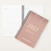 2023 Roze Goud Roze Glitter Monogram Meisjesachtig Planner (Display)