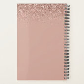 2023 Roze Goud Roze Glitter Monogram Meisjesachtig Planner (Achterkant)