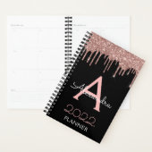 2023 Roze Goud - Roze Roze en Zwarte Glitter Monog Planner (Display)