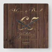 2023 Rustic 65th Wedding Jubileum Parents Vierkante Klok (Voorkant)