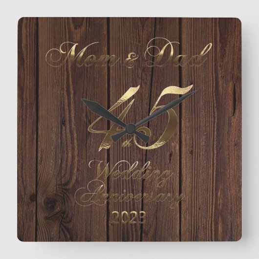 2023 Sapphire Wedding 45th Jubileum Parents Vierkante Klok (Voorkant)