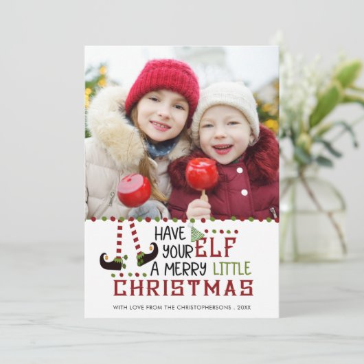 2023 Schattigee Elf Vrolijk kerstfeest 2024 Kalend Feestdagenkaart (Staand voorkant)