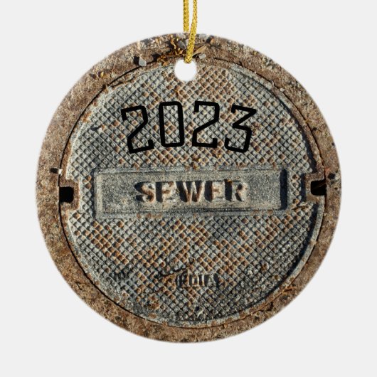 2023 Sewer Manhole Hoesje Officieel Keramisch Ornament (Voorkant)