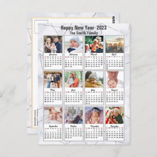 2023 Silver Gold Modern Family 12 Fotokalender Briefkaart
