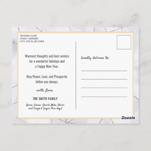 2023 Silver Gold Modern Family 12 Fotokalender Briefkaart (Achterkant)