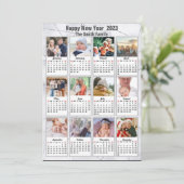 2023 Silver Gold Modern Family 12 Fotokalender Feestdagenkaart (Staand voorkant)