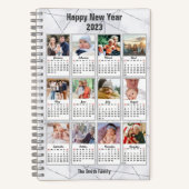 2023 Silver Gold Modern Family 12 Fotokalender Notitieboek (Voorkant)
