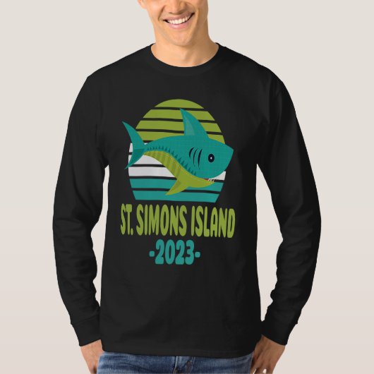 2023 St Simons Island Georgia Shark T-shirt (Voorkant)