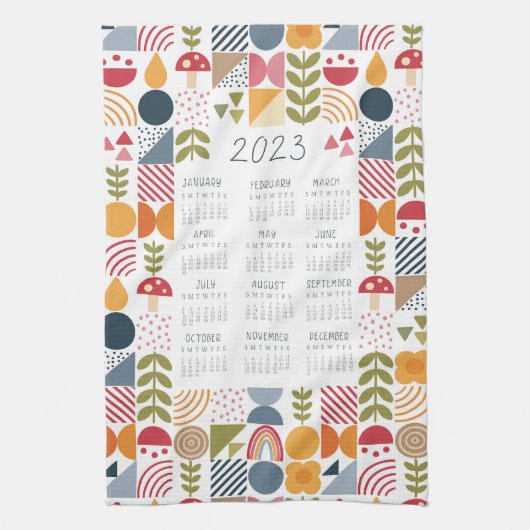 2023 Tea Towel Calendar Bauhaus Floral Kathrin Leg Theedoek (Verticaal)