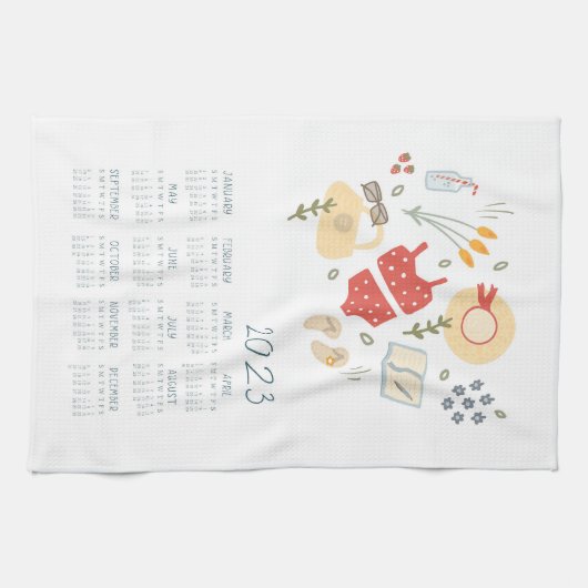 2023 Tea Towel Calendar Spring Picnic Food Theedoek (Horizontaal)